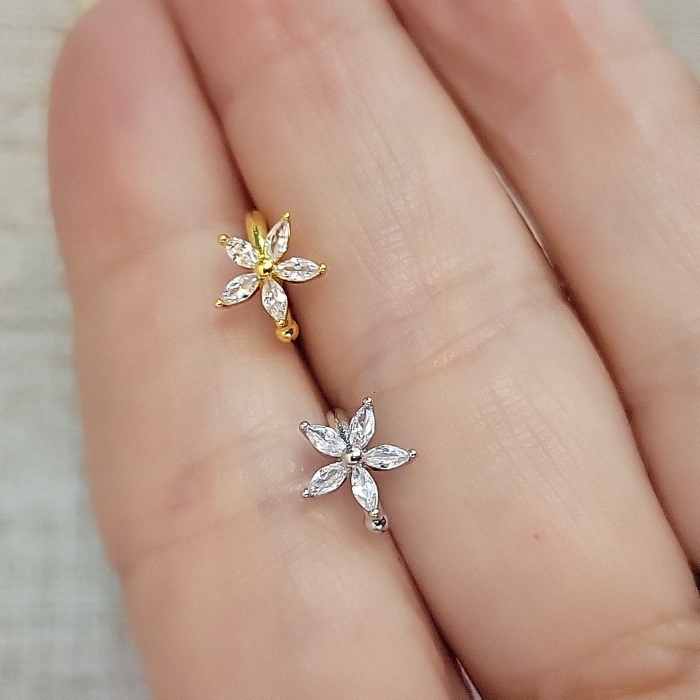 Crystal Flower Ear Cuff, Choice Of Color
